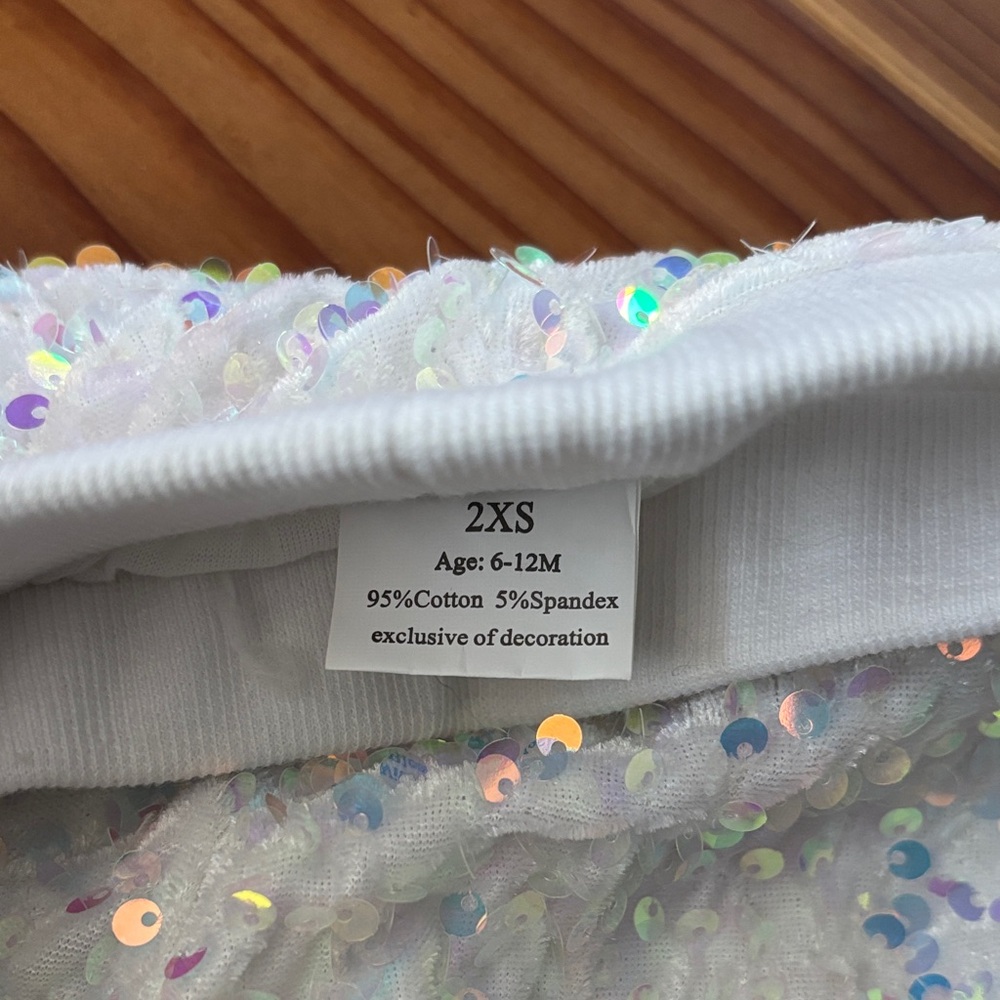 White Sequin Flare Pants (6-12 months) - Picture 3 of 3